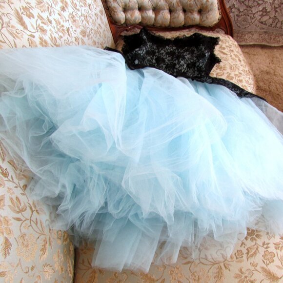 TUTU DRESS, XS-S, AQUA w BLACK LACE REVOLUTION DANCEWEAR BALLERINA, PERFORMANCE - Picture 2 of 8